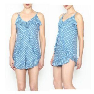 En creme Ruffle Romper Blue Beach Cover-up BNWT
